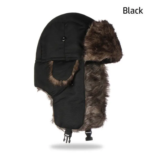 Winter Men's And Women's Warm Outdoor Cold proof Windproof Earflaps Hat Black - Shop at LoveMi
