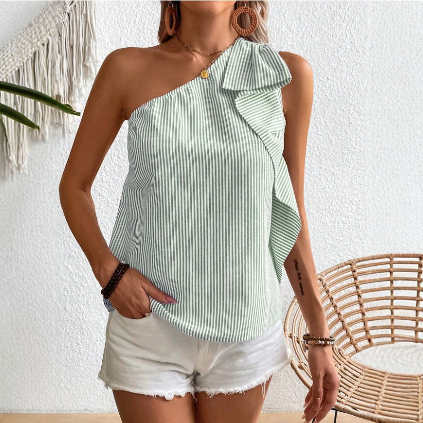 Women's Solid Color Versatile Striped Sleeveless Tank Top