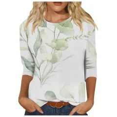 Round Neck Printed Casual Loose Long Sleeve - 19Style-3Xl - View 1