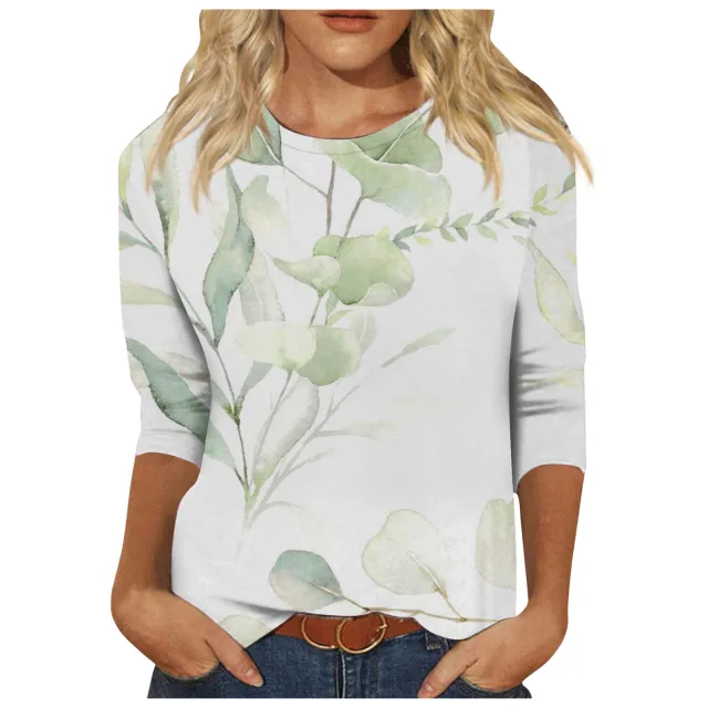 Round Neck Printed Casual Loose Long Sleeve 19Style 3Xl - Shop at LoveMi