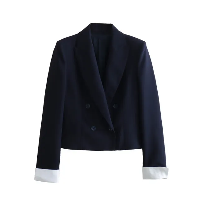 Women's Patchwork Cuff Double breasted Short Coat - Shop at LoveMi