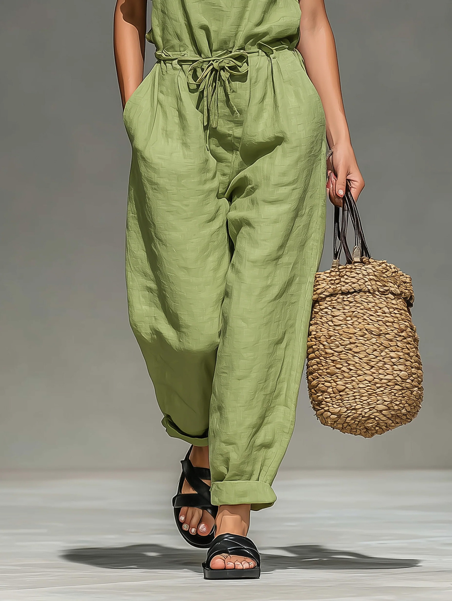 Women's Wide-Leg Cropped Jumpsuit – Full Length Outfit View