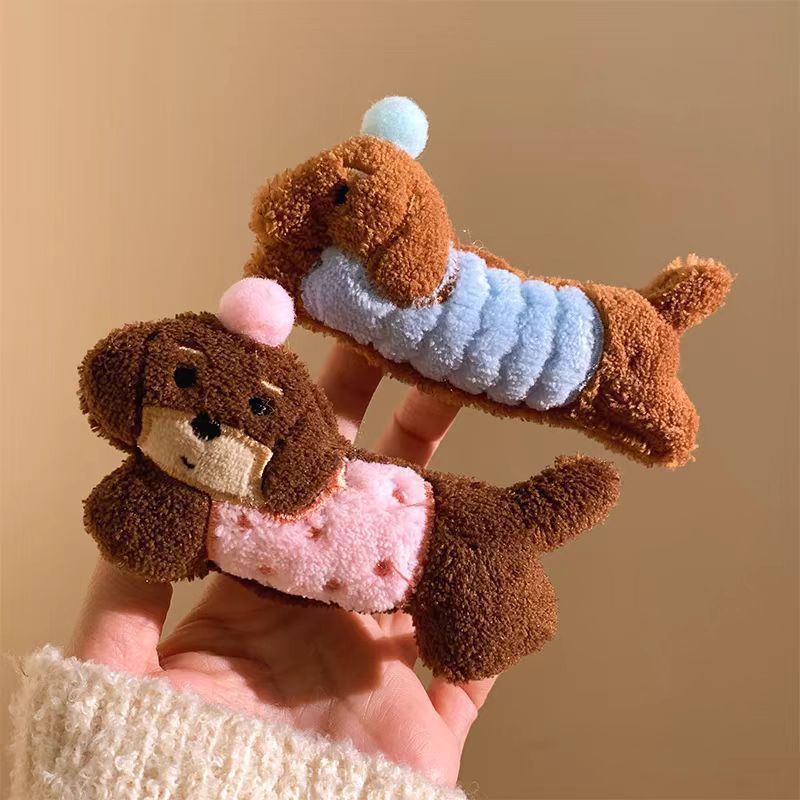 Cute Sausage Puppy Barrettes Female Side Bangs