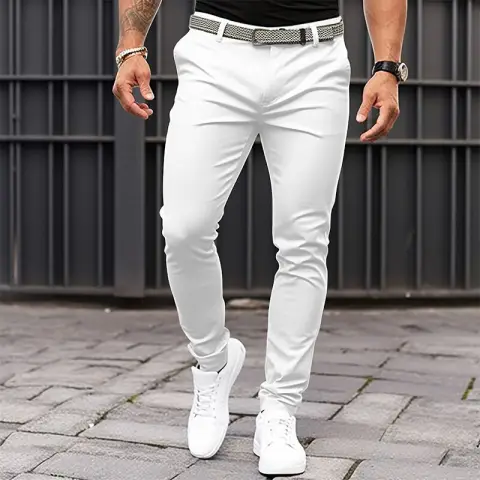 Men's Pure Color Tight Pocket Zipper Business Casual Slim-fitting
