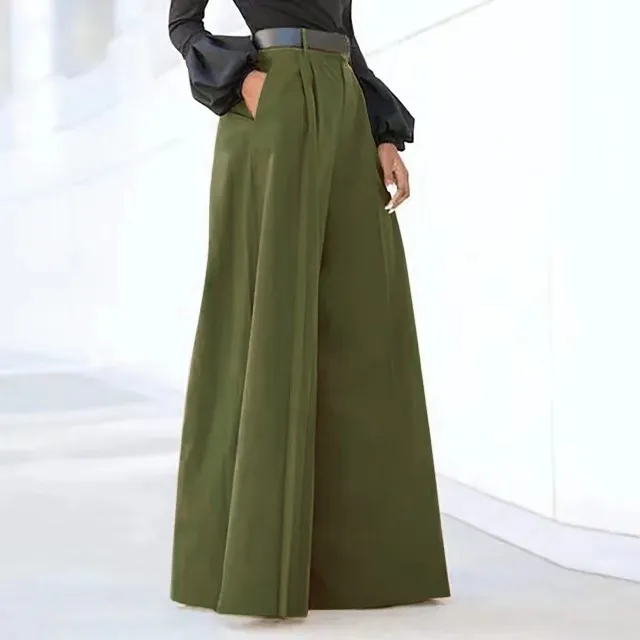 High Waist Wide Leg Trousers Bell bottom Pants Fashion Elegant Party Army Green - Shop at LoveMi