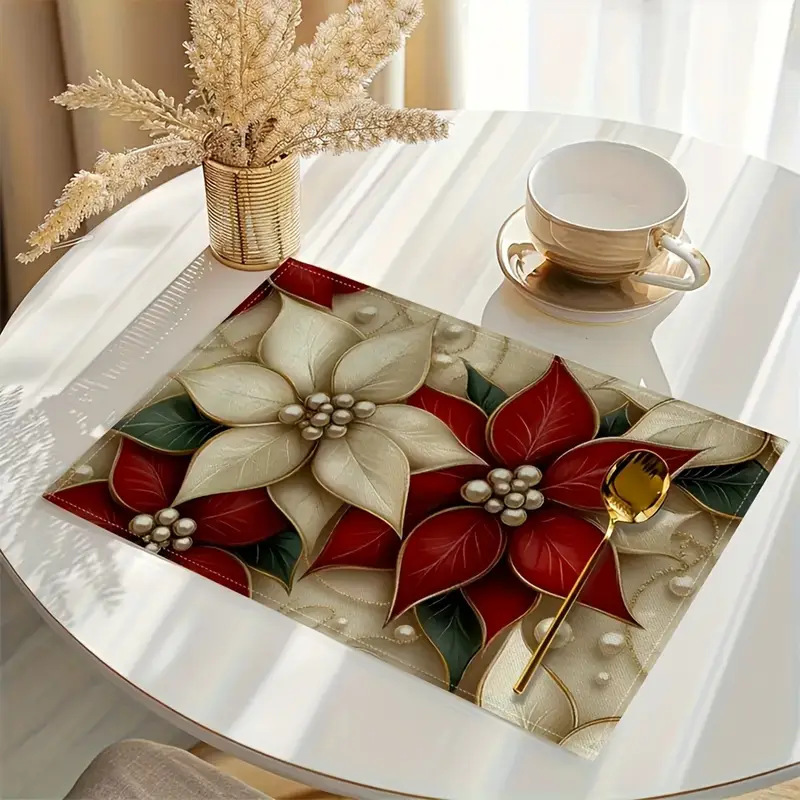Christmas Holiday Party Table Insulation Mat Christmas Tree Linen Printing