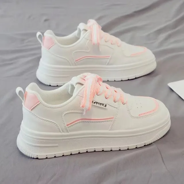Platform White Shoes Minority All match Running Leisure Sneakers Pink - Shop at LoveMi