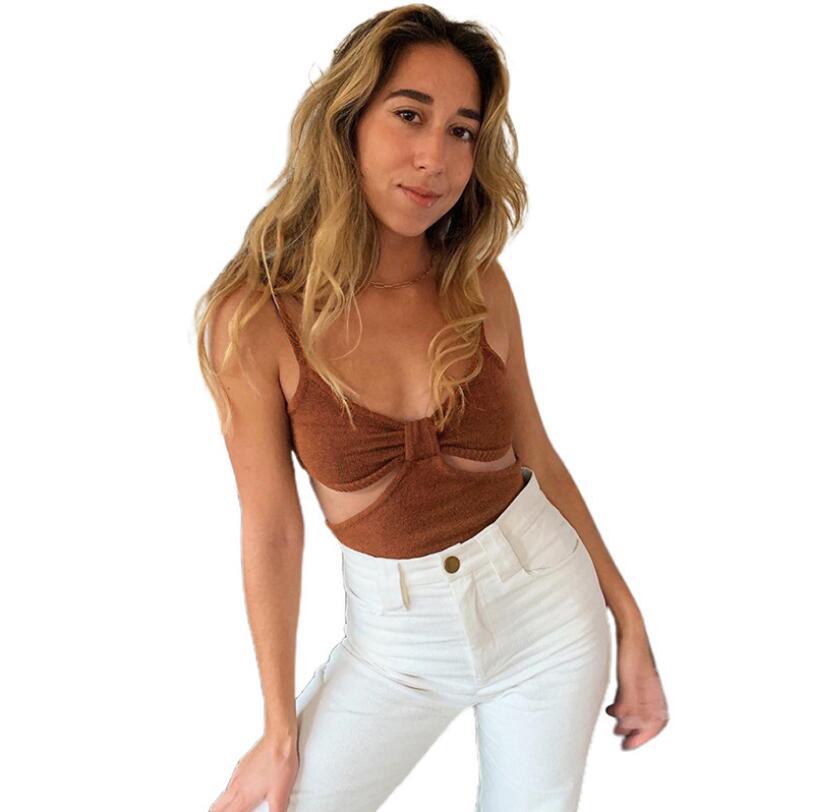 Short Crop-top Spaghetti-strap Backless Sexy Cutout Slim-fit Tank Top