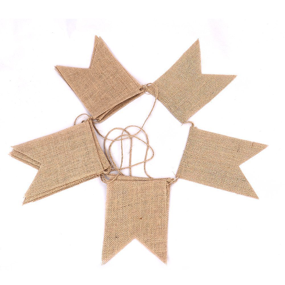 15 PCs Linen For Wedding Decoration Pennant Party Wedding Dovetail Pennant Linen Hanging Flag — foto 6