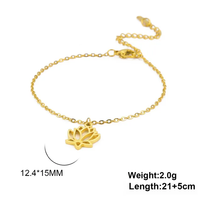 Women's Lotus Stainless Steel Bohemian Pendant Ankle Bracelet Beach Accessories Gold - Shop at LoveMi