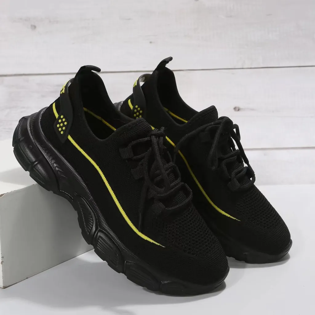 Women's Fashion Casual Exercise Flyknit Shoes - Black