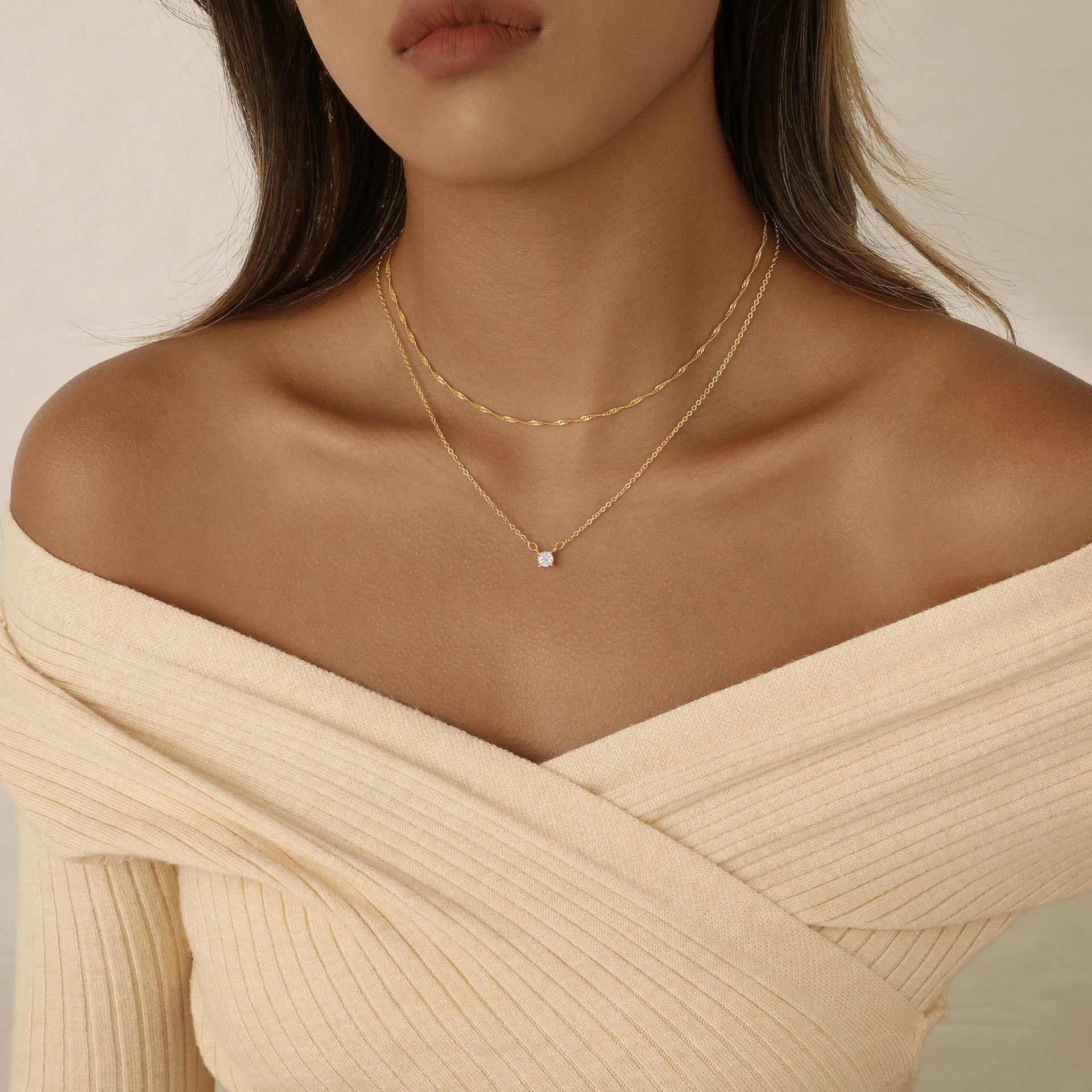 Modern multi-layer copper chain necklace