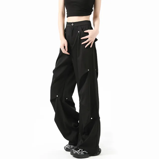Rivet Design Small Straight Casual Pants Black - Shop at LoveMi
