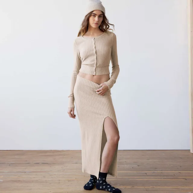 Autumn And Winter Long Sleeves Top For Women Khaki - Shop at LoveMi