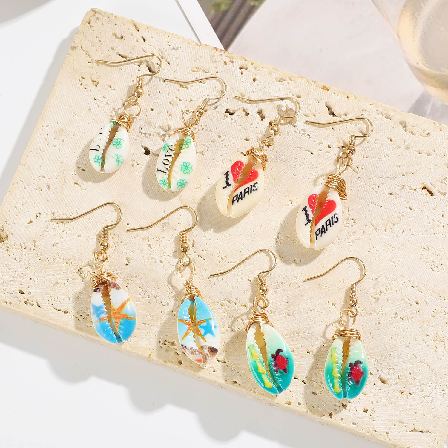 Creative Beach Print Shell Ear Hook