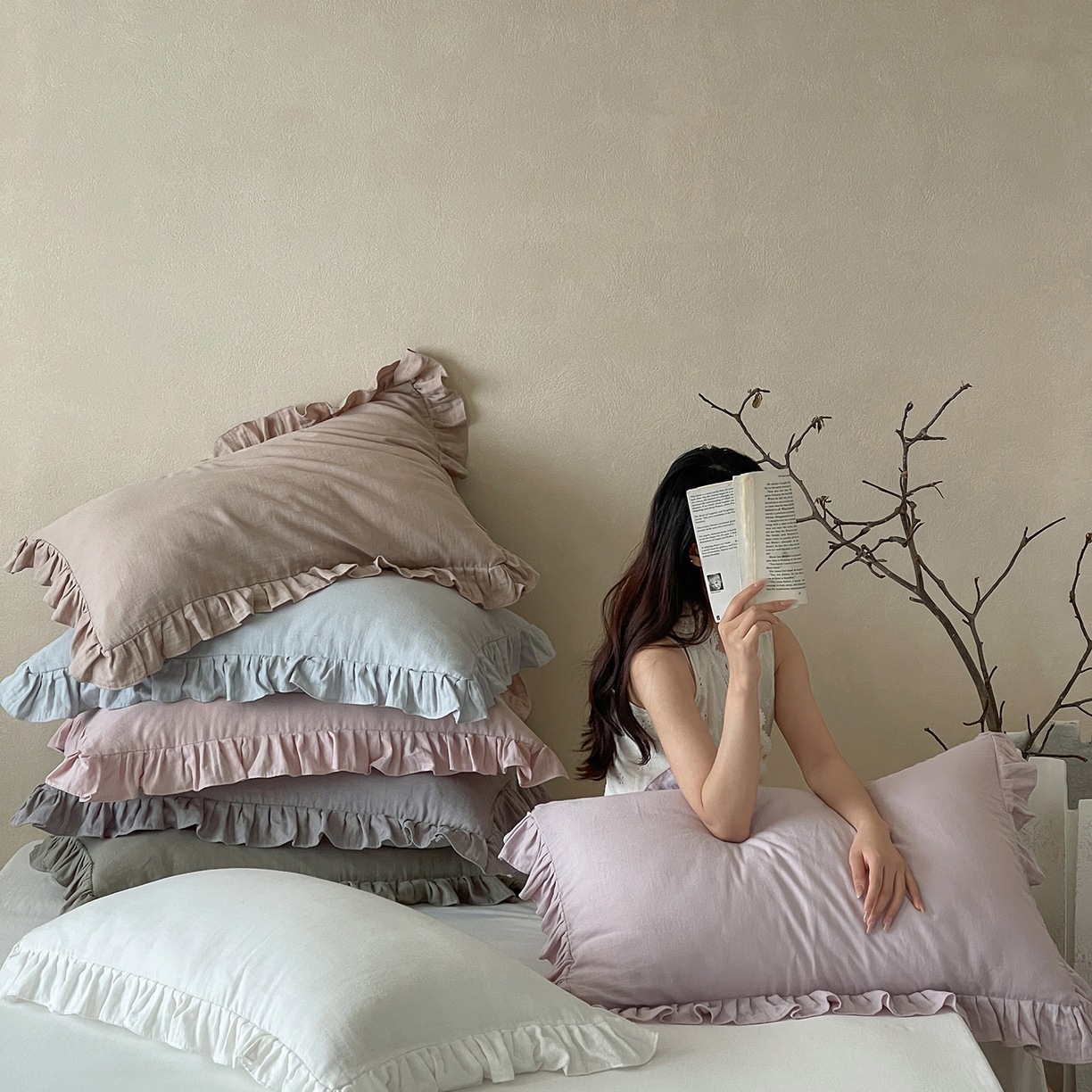 Ruffle-edged Pure Cotton Double-layer Gauze Single-piece Pillowcase | Grolano
