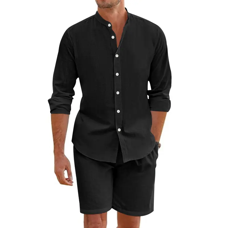 Summer Short Shirt Suit Fashion Lapel Button