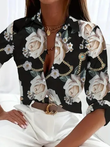 Long Sleeve Shirt Printed Women 5 Style - Shop at LoveMi