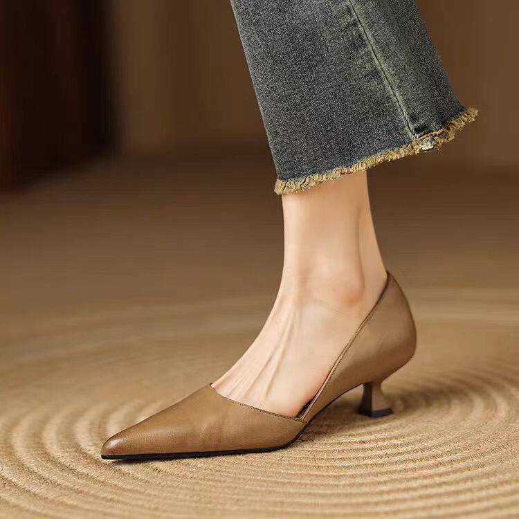A Superb Way To Style French-style Womens Low-cut High Heels For Spring And Autumn