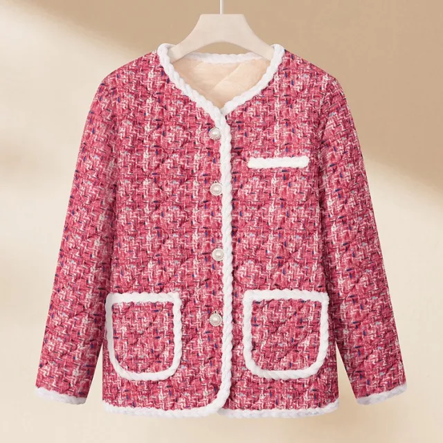 Fleece lined Classic Style Cotton Coat Autumn And Winter Pink - Shop at LoveMi