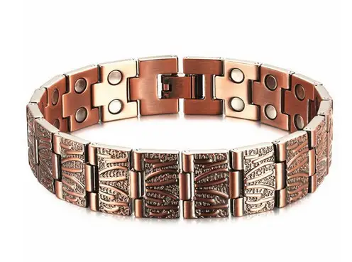 Mens Solid Copper Double-Row Fully Magnetic Bracelet