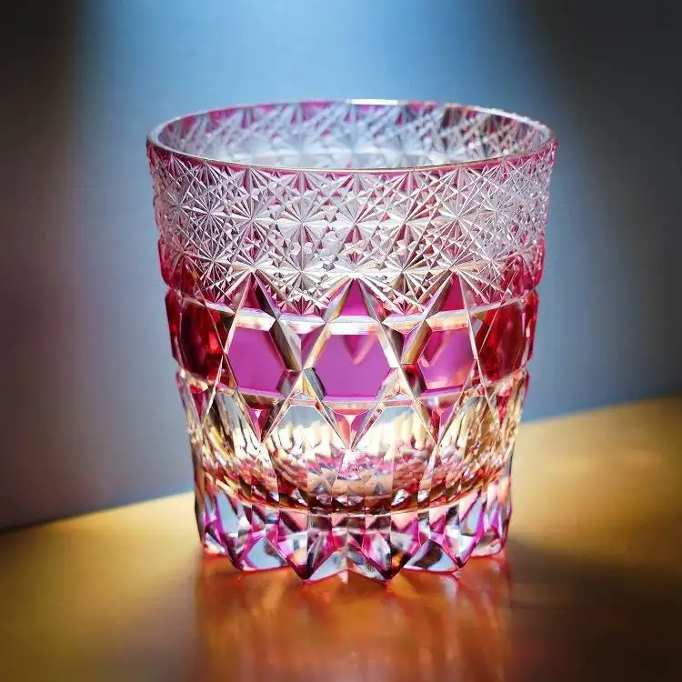 High-end Golden-red Fluorite Wine Diamond-cut Glass Personalized Crystal