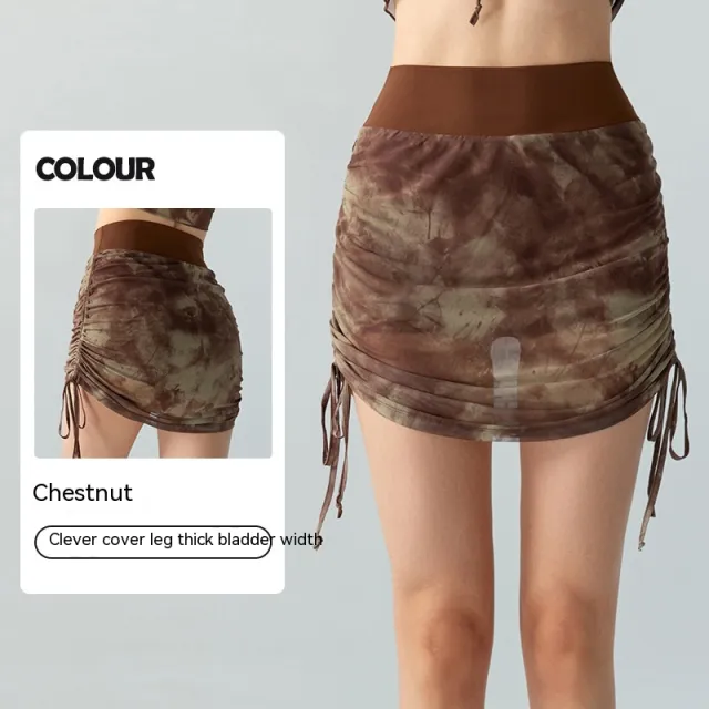 Printed Tie dyed Mesh Yoga Skirts Women S Chestnut - Shop at LoveMi