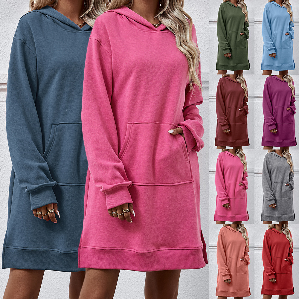 Long Hoodie Dress With Side Slits