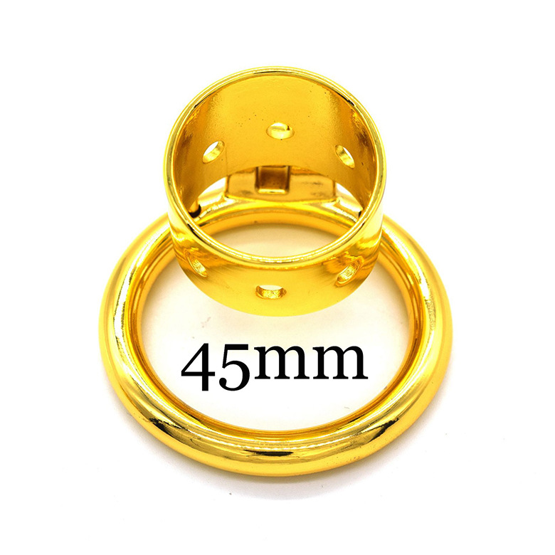 Stainless Steel Gold-plated Straight Eight-hole Chastity Lock 5
