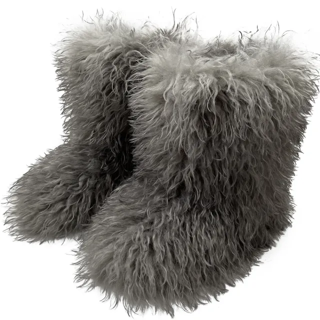 Winter Fur Boots Fleece lined Thick Snow Boots Gray - Shop at LoveMi