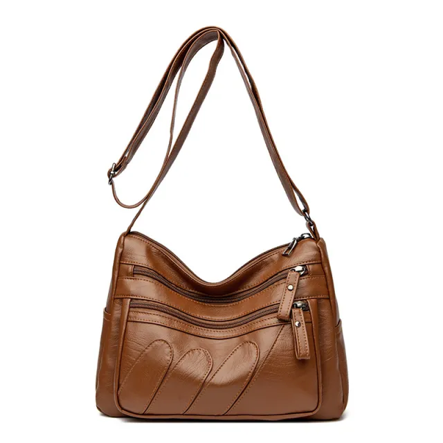 Women's Soft Leather Backpack Bag Large Capacity Shoulder Messenger Bag Women's Shoulder Bag Brown - Shop at LoveMi