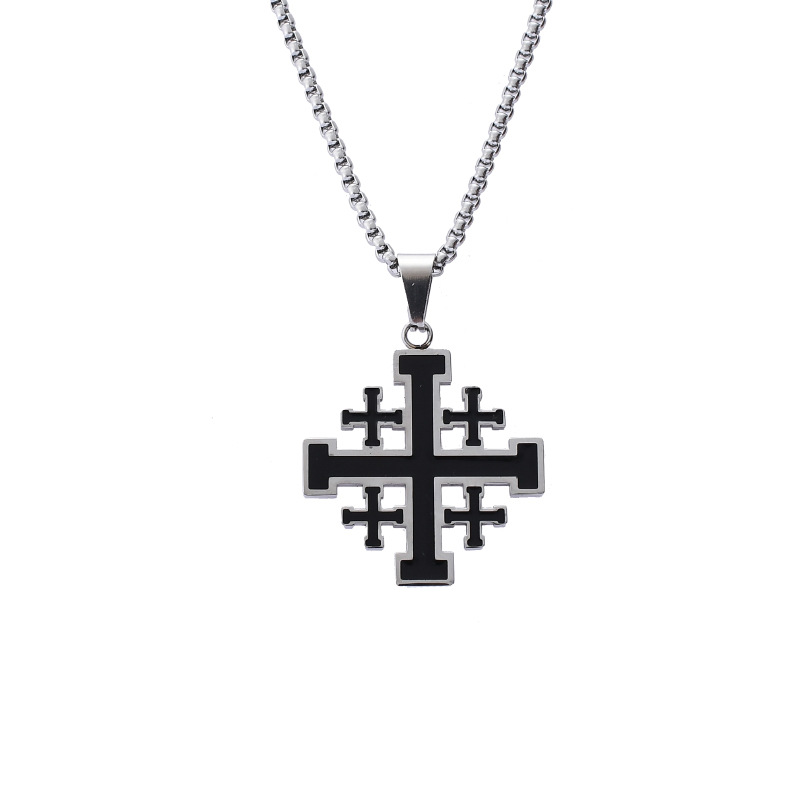 Men's New Cross Stainless Steel Hip Hop Necklace