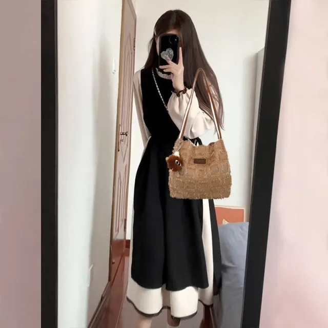 Fashion All match One shoulder Tote Bucket Bag Brown - Shop at LoveMi