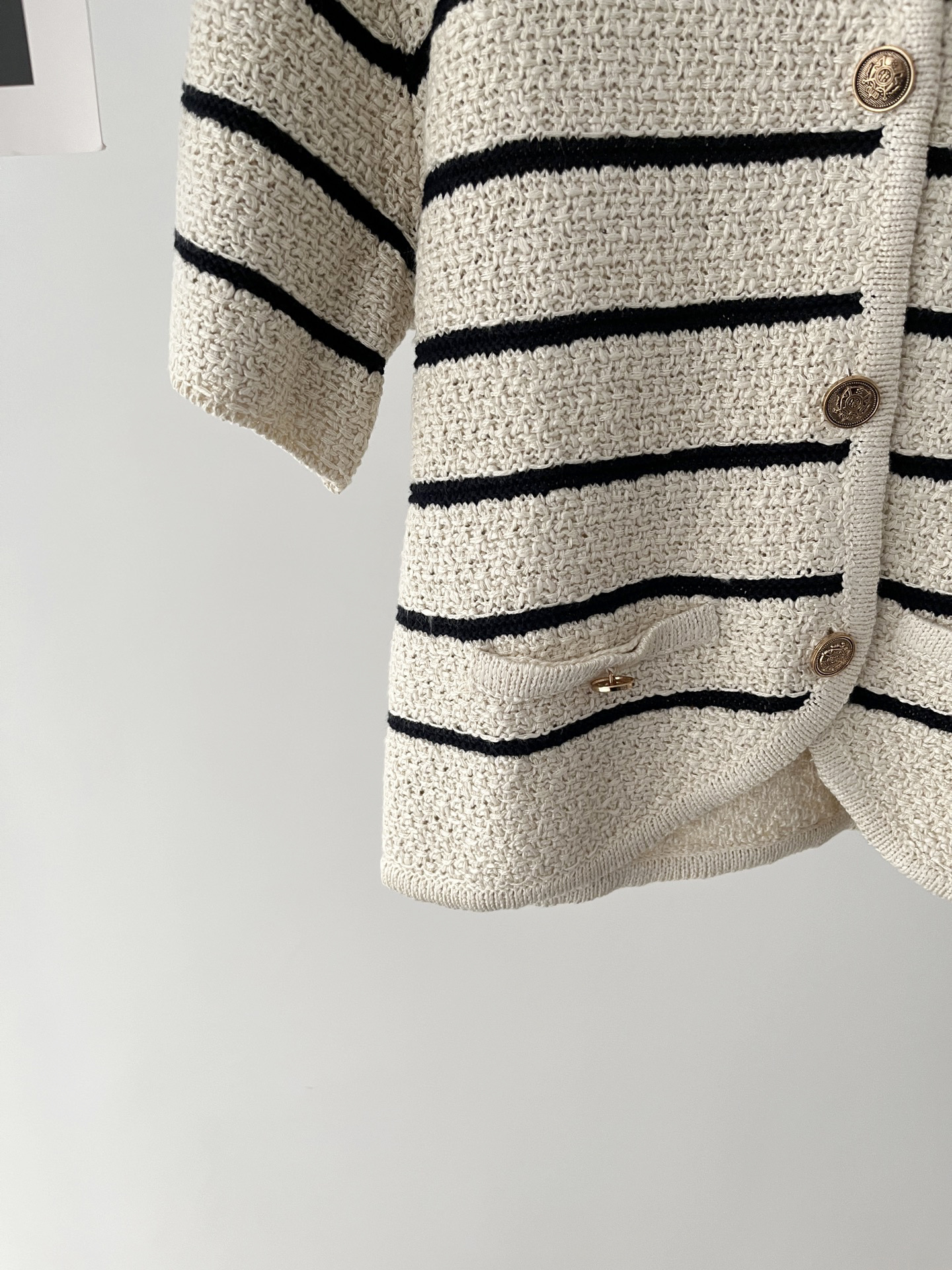 Women's Summer Stripes Sweater With Short Sleeves Knitted Cardigan Jacket