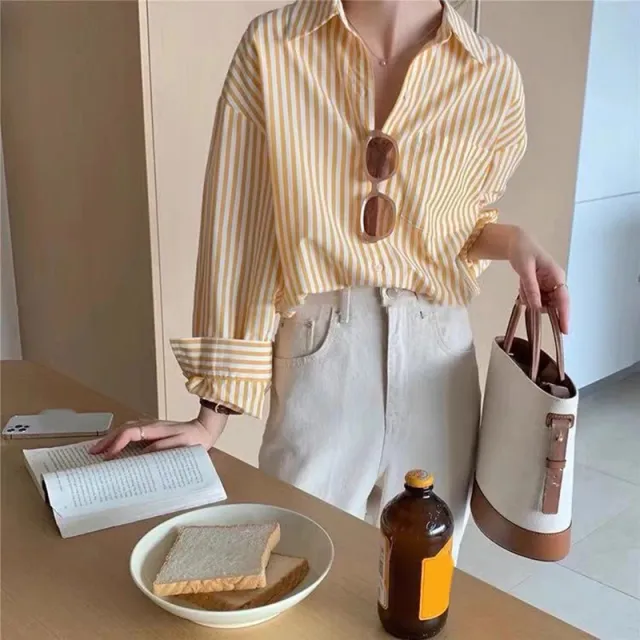 Fashion Casual Temperament Shirt Top For Women Yellow - Shop at LoveMi