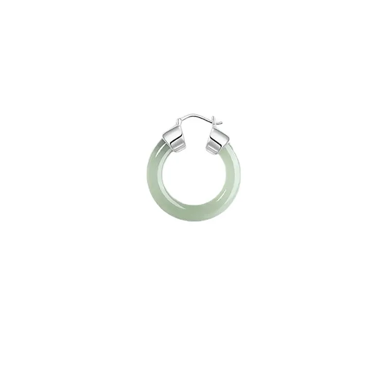 Trendy Basic Jade Ring Earrings Elegant Senior Designer Earrings Ear Studs