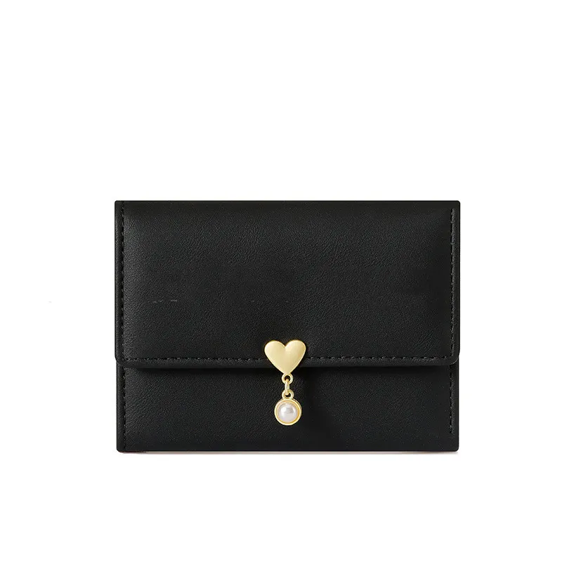 Mini Women's Cute Tri-fold Love Wallet - Black