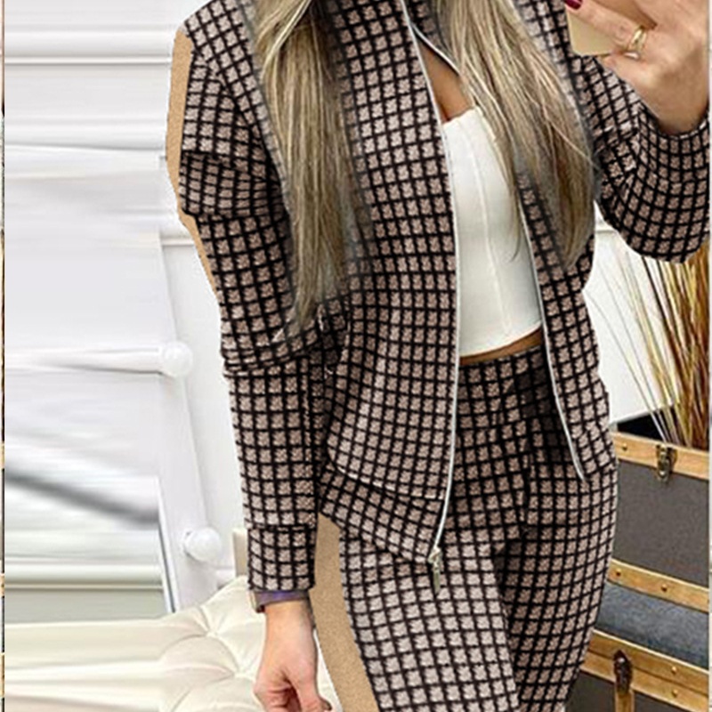 Women's Clothing Printing Color Contrast Stitching Two-piece Suit
