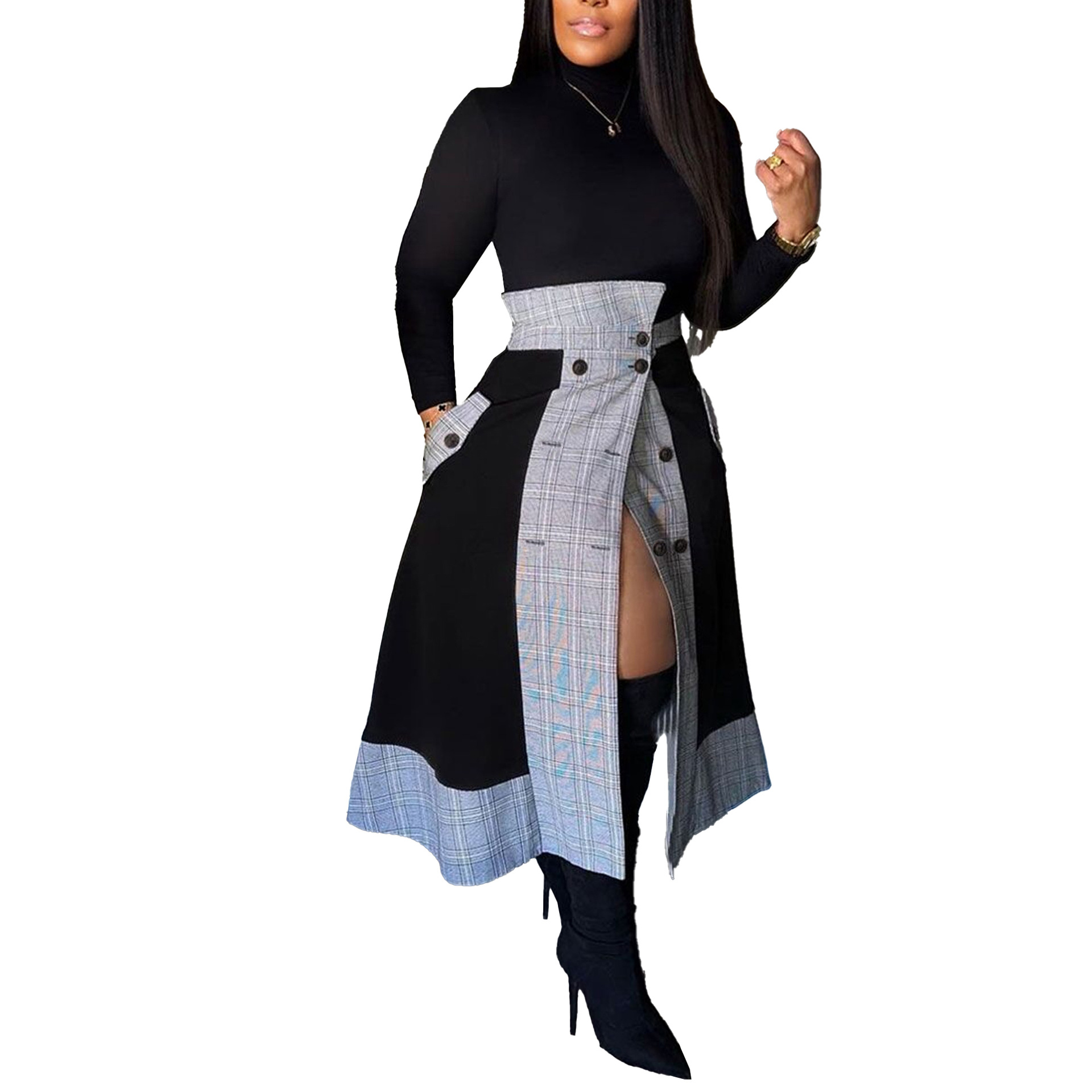 Women's Fashionable With Side-slit Two-piece Set