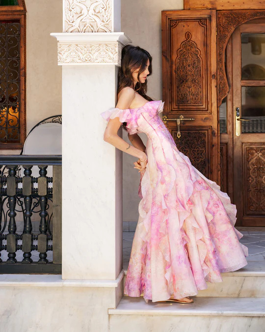 Seaside Vacation Style Suspender Skirt Yarn French Ruffled Beach Dress Pink - Shop at LoveMi