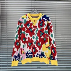 Autumn Floral Printed Knitted Pullover Women's Sweater Top - View 1