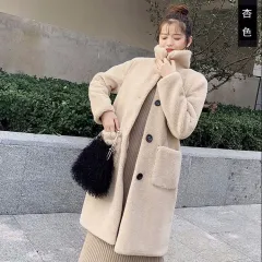 Fur Korean Style Particle Short Coat Overcoat Women - Apricot - View 1