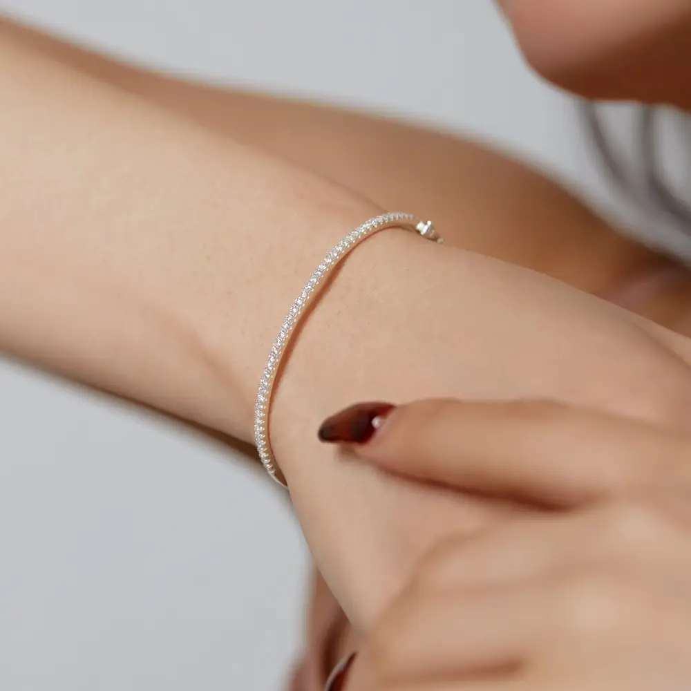 S925 Sterling Silver Bracelet Gang Drill Design Light Luxury And Simplicity Personality