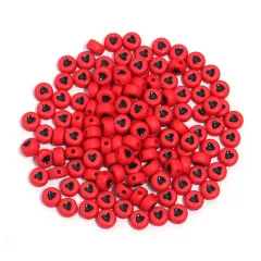 Acrylic Flat Round Colored Loving Heart Beads Diy Handmade - Red Bottom Black Heart - View 1