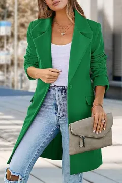Women's Fashion Personality Woolen Cardigan Coat - Green - View 1