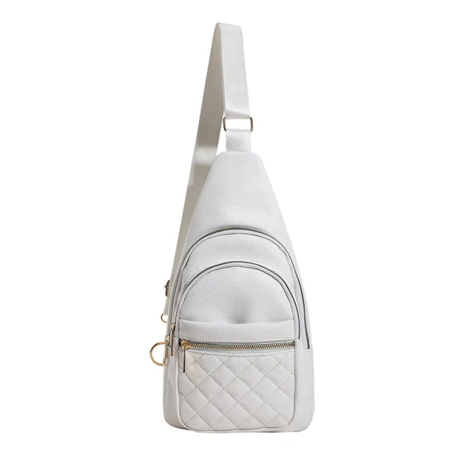 Casual Large Capacity Diamond Embroidery Thread Crossbody Women's Bag White - Shop at LoveMi