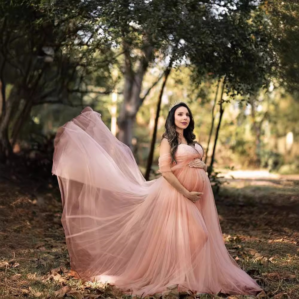 Chiffon Pregnant Floating Tail Floating Sleeve Photography Dress