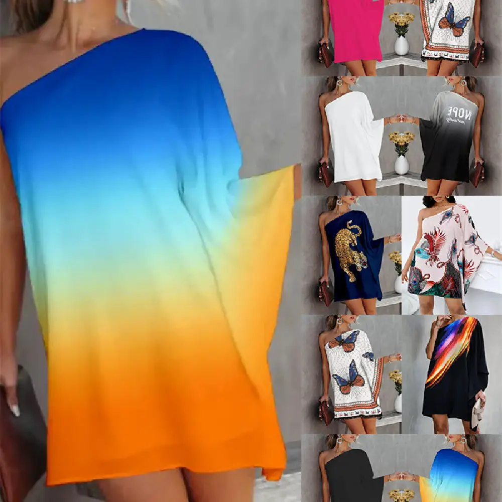 Gradient Shoulder Bag Casual Dress