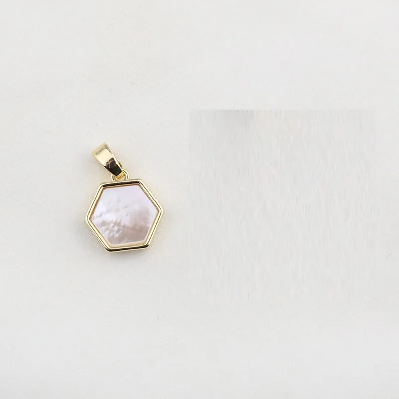 18K Gold-plated Color Retention Brass Plated White Shell Hanging Piece Pendant DIY Ornament Accessories - Diamond White Shell