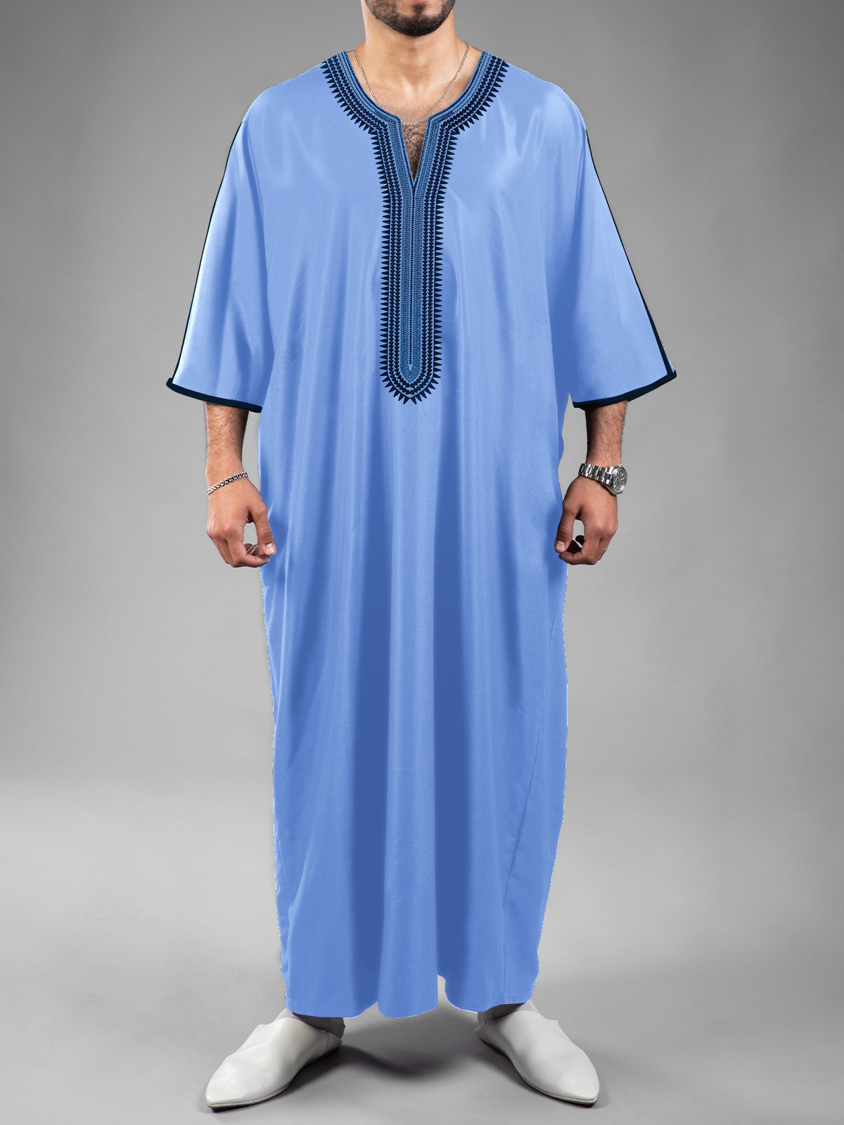 3D Digital-Print Ethnic Moroccan Mens Robe